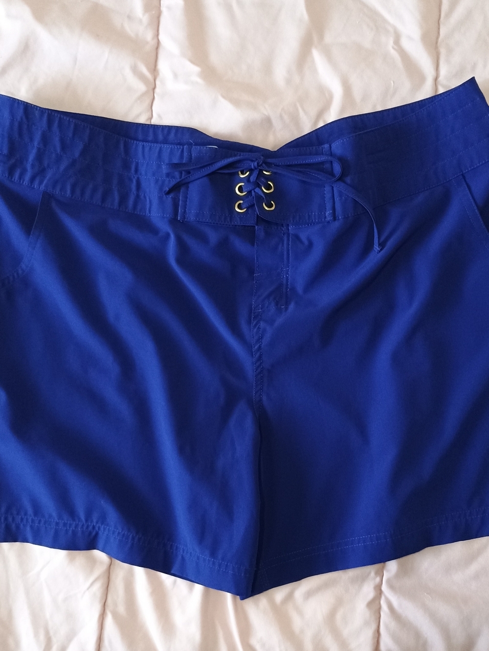 La Blanca Size L/10Cobalt Blue Lace Up Shorts.